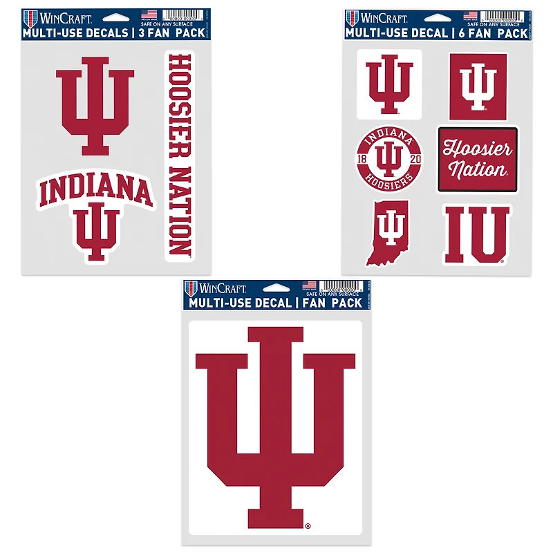 Lot de trois autocollants pour fans des Indiana Hoosiers de WinCraft