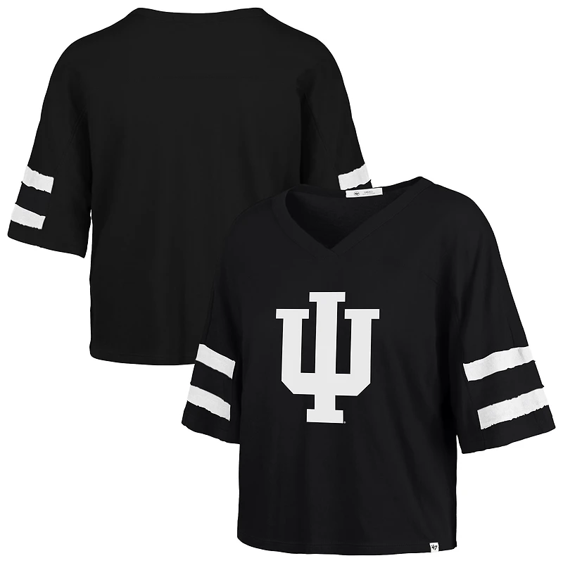 T-shirt décontracté à manches longues et rayures Indiana Hoosiers Premier Scout pour femme, coupe dolman, noir, 1947