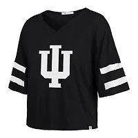 Women's '47 Black Indiana Hoosiers Premier Scout Sleeve Stripe Relaxed Dolman T-Shirt