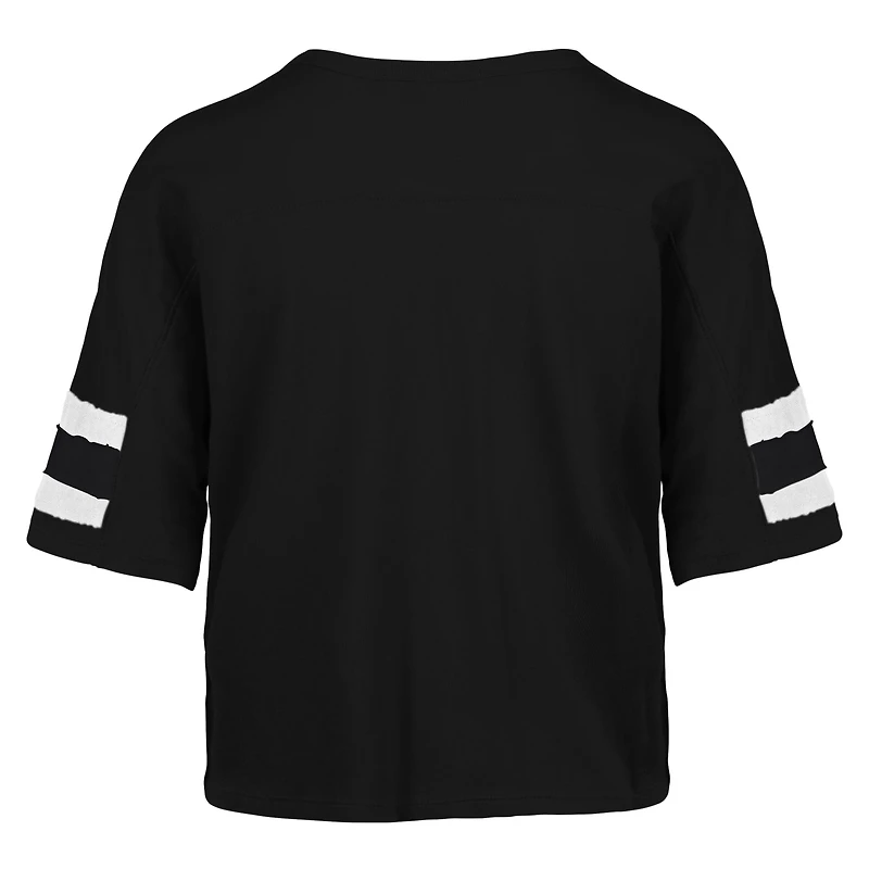 Women's '47 Black Indiana Hoosiers Premier Scout Sleeve Stripe Relaxed Dolman T-Shirt