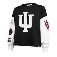 T-shirt à manches longues noir Indiana Hoosiers Sydney pour femme, modèle 47