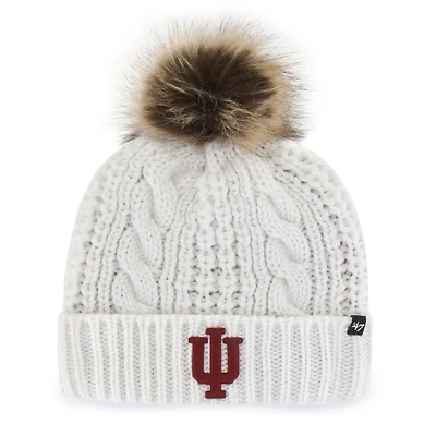 Women's '47  White Indiana Hoosiers Meeko Cuffed Knit Hat with Pom