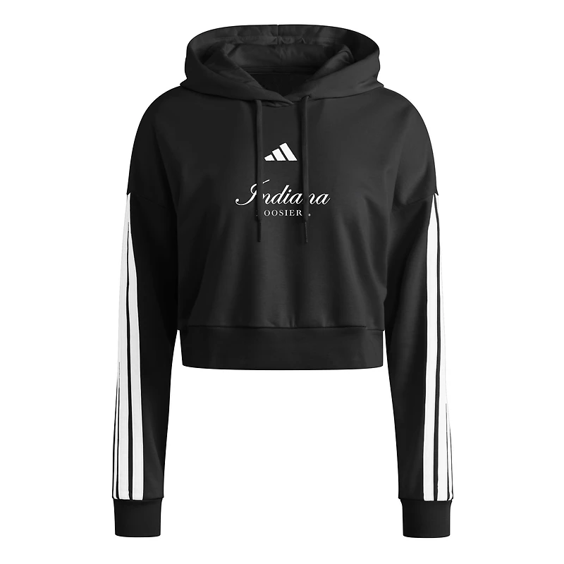 Sweat à capuche court adidas Indiana Hoosiers Campus Queen pour femme, noir