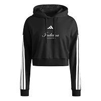 Sweat à capuche court adidas Indiana Hoosiers Campus Queen pour femme, noir