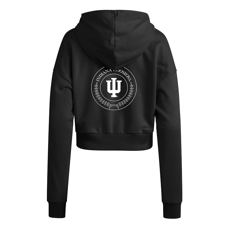 Sweat à capuche court adidas Indiana Hoosiers Campus Queen pour femme, noir