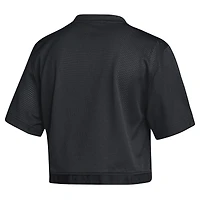 Women's adidas Black Indiana Hoosiers Primegreen V-Neck Cropped Jersey