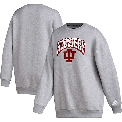 Women's adidas Heather Gray Indiana Hoosiers Vintage Stylin Pullover Sweatshirt