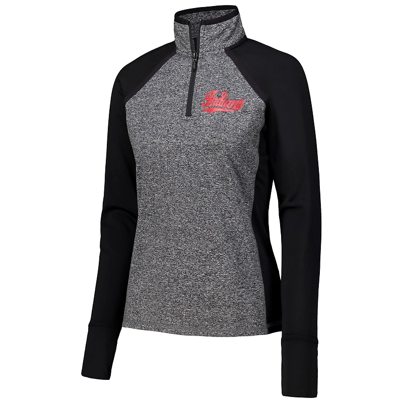 Veste à glissière quart de tour Indiana Hoosiers Finalist Raglan pour femme, noir/gris chiné