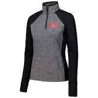 Veste à glissière quart de tour Indiana Hoosiers Finalist Raglan pour femme, noir/gris chiné