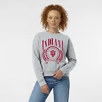 Women's Champion  Heather Gray Indiana Hoosiers Academic Crest Powerblend Crewneck Sweatshirt