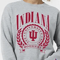 Women's Champion  Heather Gray Indiana Hoosiers Academic Crest Powerblend Crewneck Sweatshirt