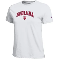 T-shirt blanc avec logo arqué des Indiana Hoosiers pour femmes