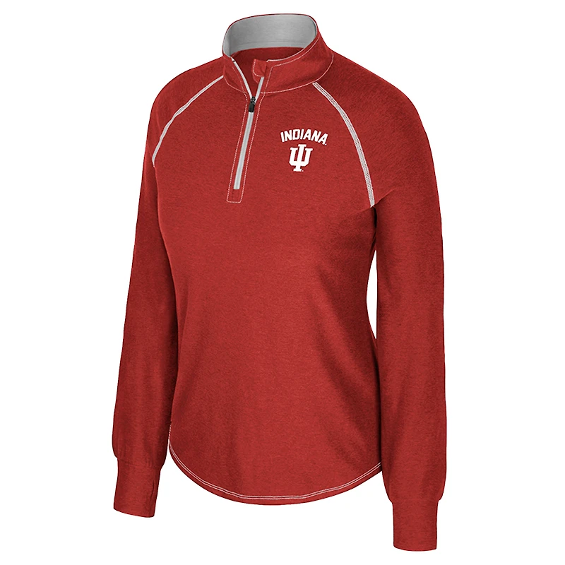 Women's Colosseum Crimson Indiana Hoosiers Bikram Raglan Quarter-Zip Top