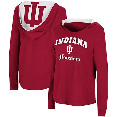 T-shirt à manches longues capuche Colosseum Crimson Indiana Hoosiers Catalina pour femmes