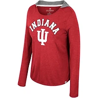Women's Colosseum  Crimson Indiana Hoosiers Distressed Heather Long Sleeve Hoodie T-Shirt