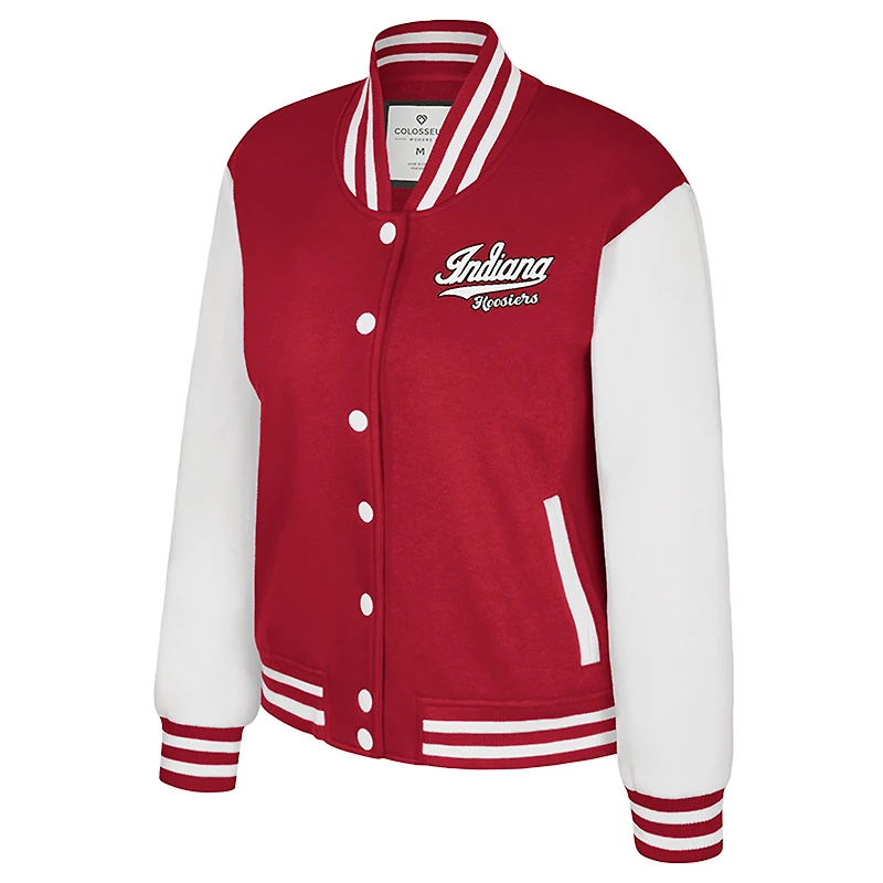 Women's Colosseum Crimson Indiana Hoosiers French Baguette Full Snap Fleece Jacket