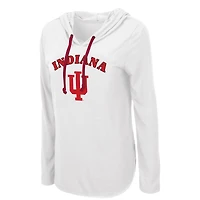 Women's Colosseum White Indiana Hoosiers My Lover Lightweight Hooded Long Sleeve T-Shirt