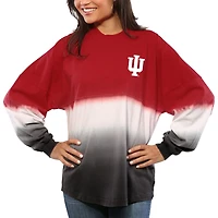 Women's Crimson Indiana Hoosiers Ombre Long Sleeve Dip-Dyed Spirit Jersey