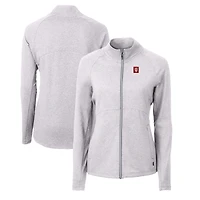Women's Cutter & Buck  Heather Gray Indiana Hoosiers Adapt Eco Knit Recycled Full-Zip Jacket