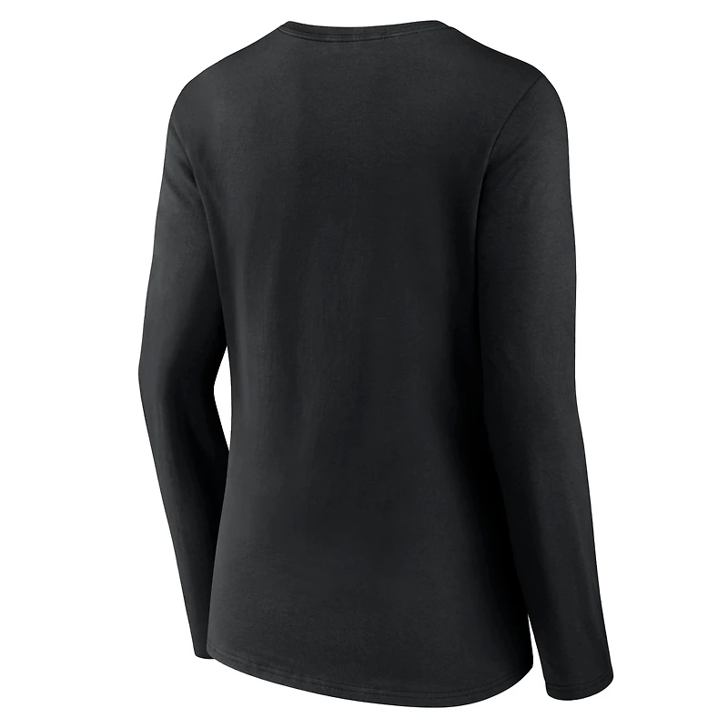 Women's Fanatics Black Indiana Hoosiers Campus Long Sleeve V-Neck T-Shirt