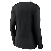 Women's Fanatics Black Indiana Hoosiers Campus Long Sleeve V-Neck T-Shirt