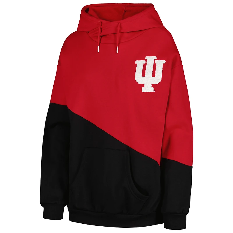 Sweat à capuche pour femme Gameday Couture Crimson/Black Indiana Hoosiers Matchmaker Diagonal Cowl