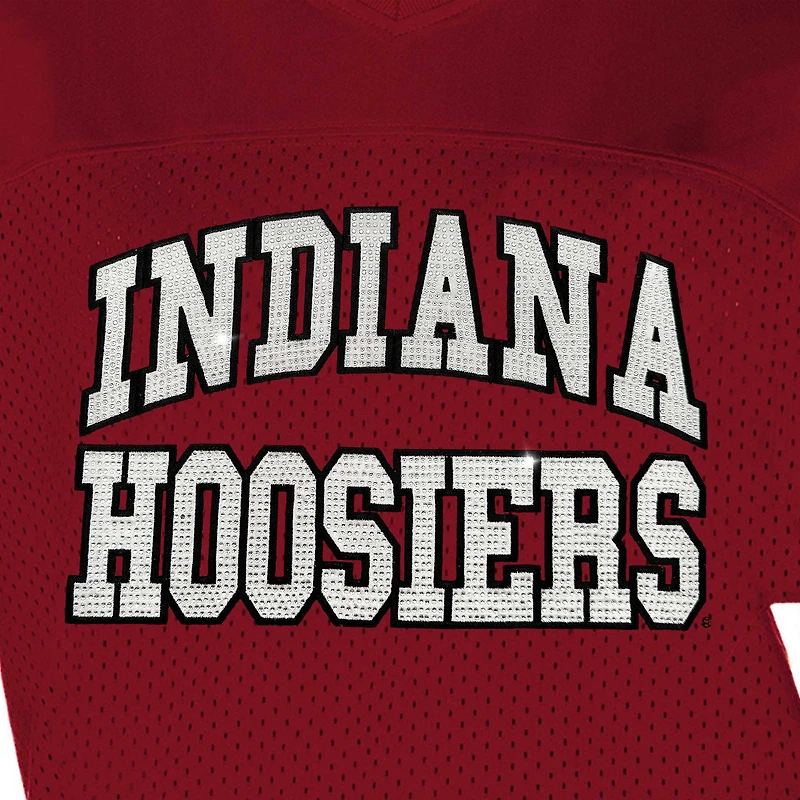 T-shirt tendance à strass pour femme Gameday Couture Crimson Indiana Hoosiers Until Kickoff