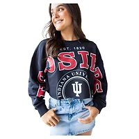Women's Gameday Social Black Indiana Hoosiers Phipps Cropped Sweatshirt