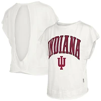 Women's Pressbox  Cream Indiana Hoosiers Nelson Movement Open Back Slub T-Shirt