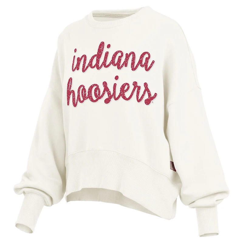 Sweat-shirt oversize Chelsea pour femme, couleur crème, style Indiana Hoosiers, coupe droite