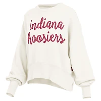 Sweat-shirt oversize Chelsea pour femme, couleur crème, style Indiana Hoosiers, coupe droite