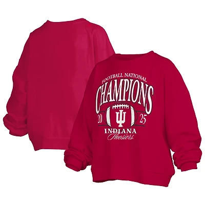 Sweat-shirt polaire Janise des Indiana Hoosiers, champions nationaux du championnat universitaire de football américain 2025, la Pressbox féminine Crimson