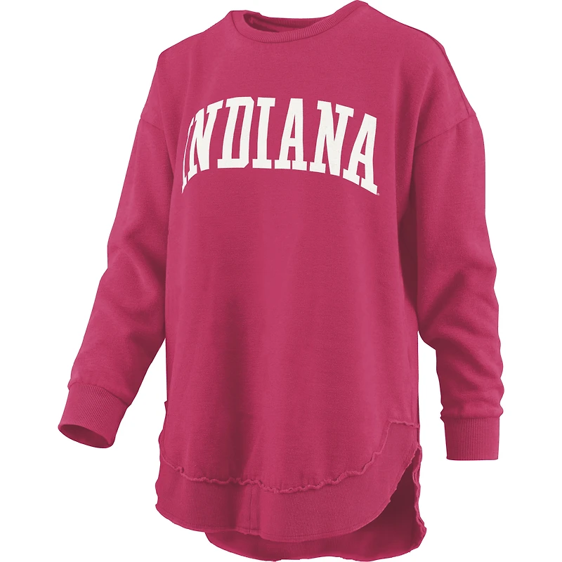 Women's Pressbox  Crimson Indiana Hoosiers Melange Poncho Vintage Fleece Long Sleeve Pullover Sweatshirt