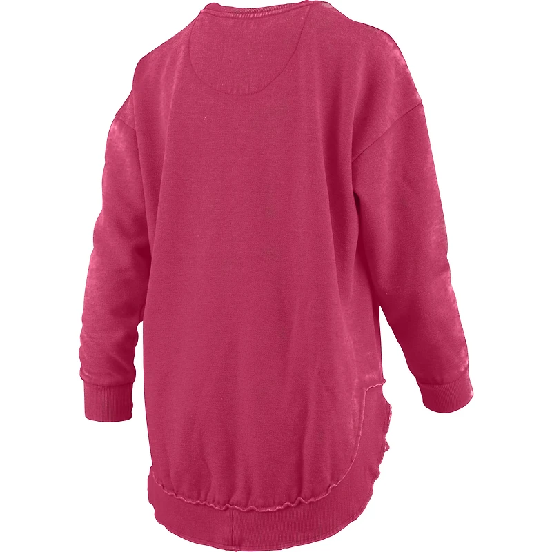 Women's Pressbox  Crimson Indiana Hoosiers Melange Poncho Vintage Fleece Long Sleeve Pullover Sweatshirt