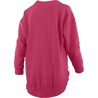Women's Pressbox  Crimson Indiana Hoosiers Melange Poncho Vintage Fleece Long Sleeve Pullover Sweatshirt