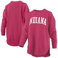 Women's Pressbox  Crimson Indiana Hoosiers Melange Poncho Vintage Fleece Long Sleeve Pullover Sweatshirt