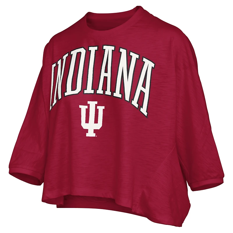Women's Pressbox  Crimson Indiana Hoosiers Midi Arch Over Logo Oversized T-Shirt