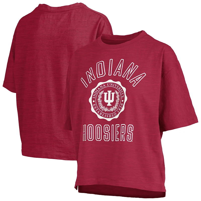 Women's Pressbox Crimson Indiana Hoosiers Motley Crew Bishop Waist Length Oversized Slub T-Shirt