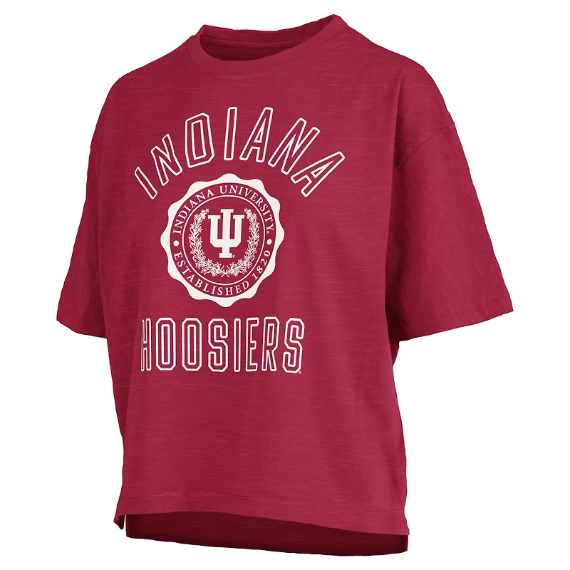 Women's Pressbox Crimson Indiana Hoosiers Motley Crew Bishop Waist Length Oversized Slub T-Shirt