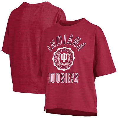 Women's Pressbox Crimson Indiana Hoosiers Motley Crew Bishop Waist Length Oversized Slub T-Shirt
