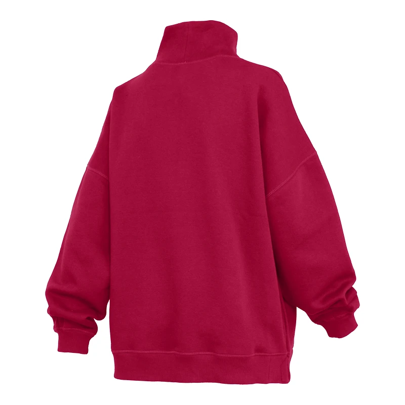Women's Pressbox Crimson Indiana Hoosiers Oversized Mock Neck Sweatshirt