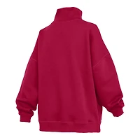 Women's Pressbox  Crimson Indiana Hoosiers Oversized Mock Neck Sweatshirt