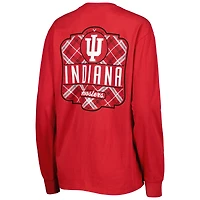 T-shirt à manches longues Pressbox Crimson Indiana Hoosiers Valencia Plaid 2-Hit pour femme