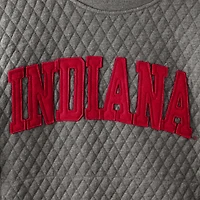 Women's Pressbox Heather Charcoal Indiana Hoosiers Moose Quilted Pullover Sweatshirt