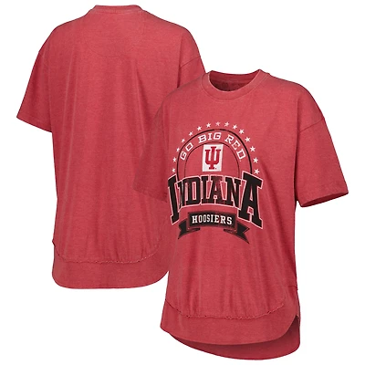 Pressbox Heather Crimson Indiana Hoosiers Vintage Wash Poncho Capitaine T-shirt pour femme