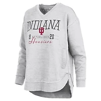 Women's Pressbox  Heather Gray Indiana Hoosiers Marcus East Hall Poncho V-Neck Sweatshirt