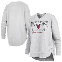 Women's Pressbox  Heather Gray Indiana Hoosiers Marcus East Hall Poncho V-Neck Sweatshirt