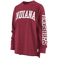 T-shirt à manches longues Pressbox Heathered Crimson Indiana Hoosiers Two-Hit Canyon pour femme