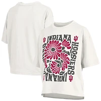 Women's Pressbox  White Indiana Hoosiers Elena Oversized Slub T-Shirt