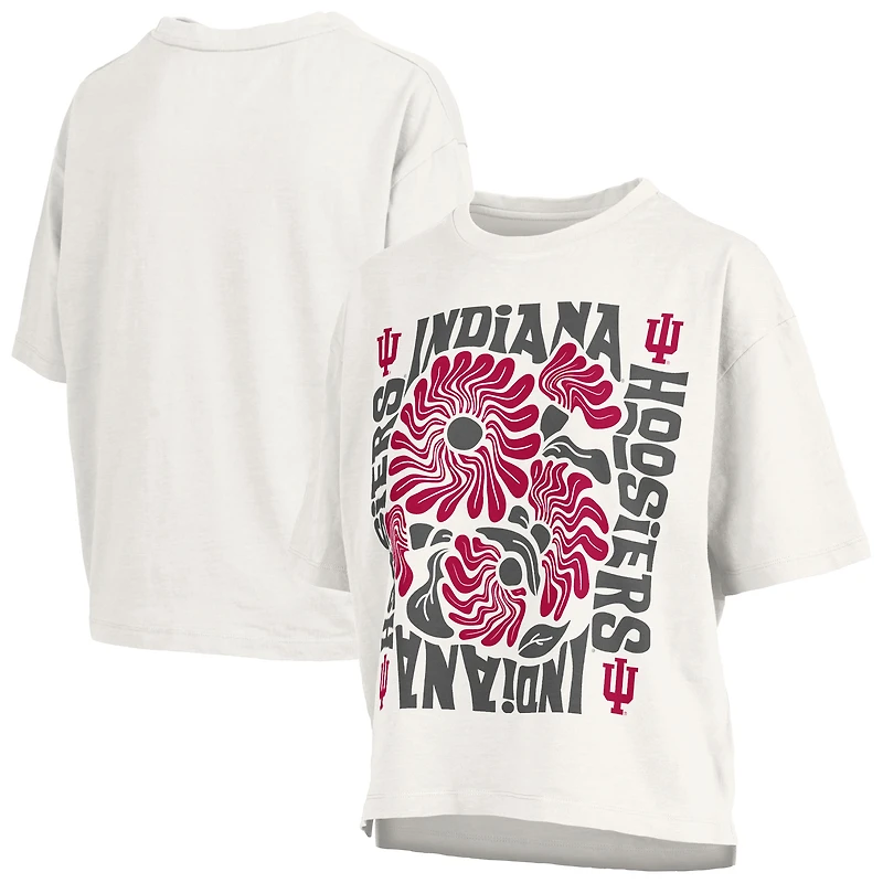 Women's Pressbox White Indiana Hoosiers Elena Oversized Slub T-Shirt